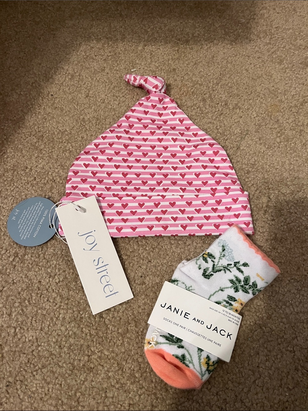 Joy Street Pink Heart Knot Baby Hat